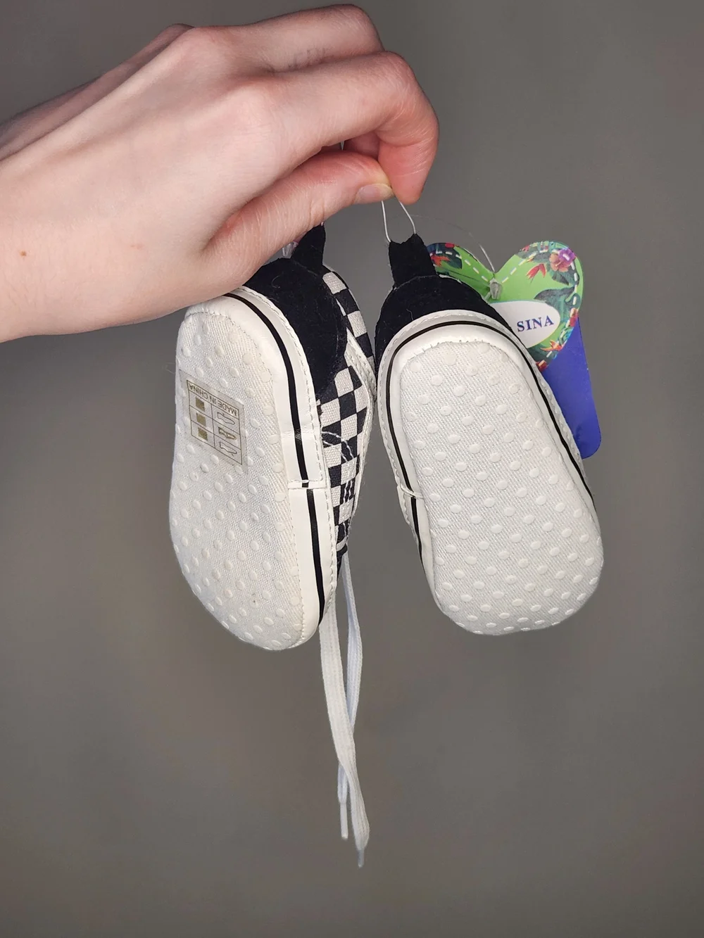 Baby Black & White Checkered Slip-On Sneakers